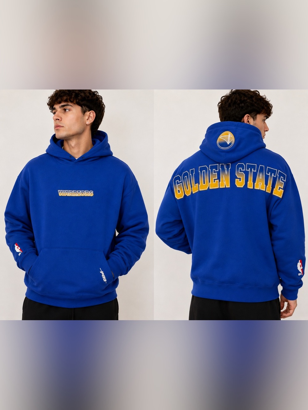 Pro Standard NBA Golden State Warriors Logo‎ Patch Hoodie Blue Men’s Large NWT